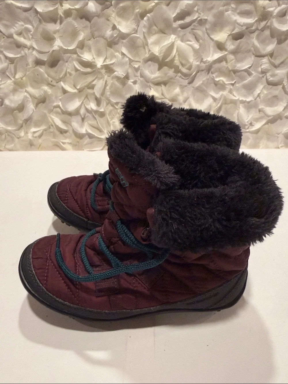 Columbia Maroon and Black Kids Snow Boots